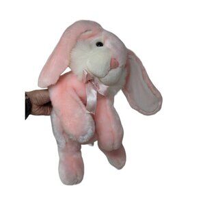 SKM Enterprises Inc Pink Bunny Rabbit Bow Neck Plush Stuffed Animal Soft Toy